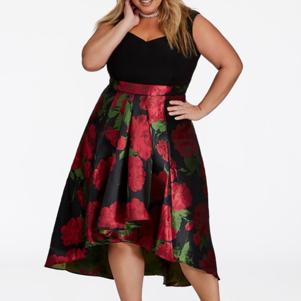 ROSE TAFFETA HI-LO DRESS
